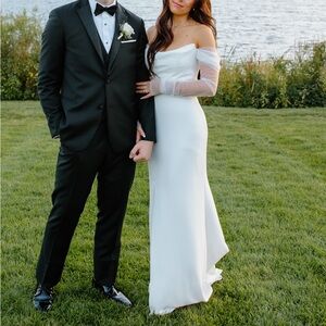 Elegant White Off-Shoulder Wedding Dress